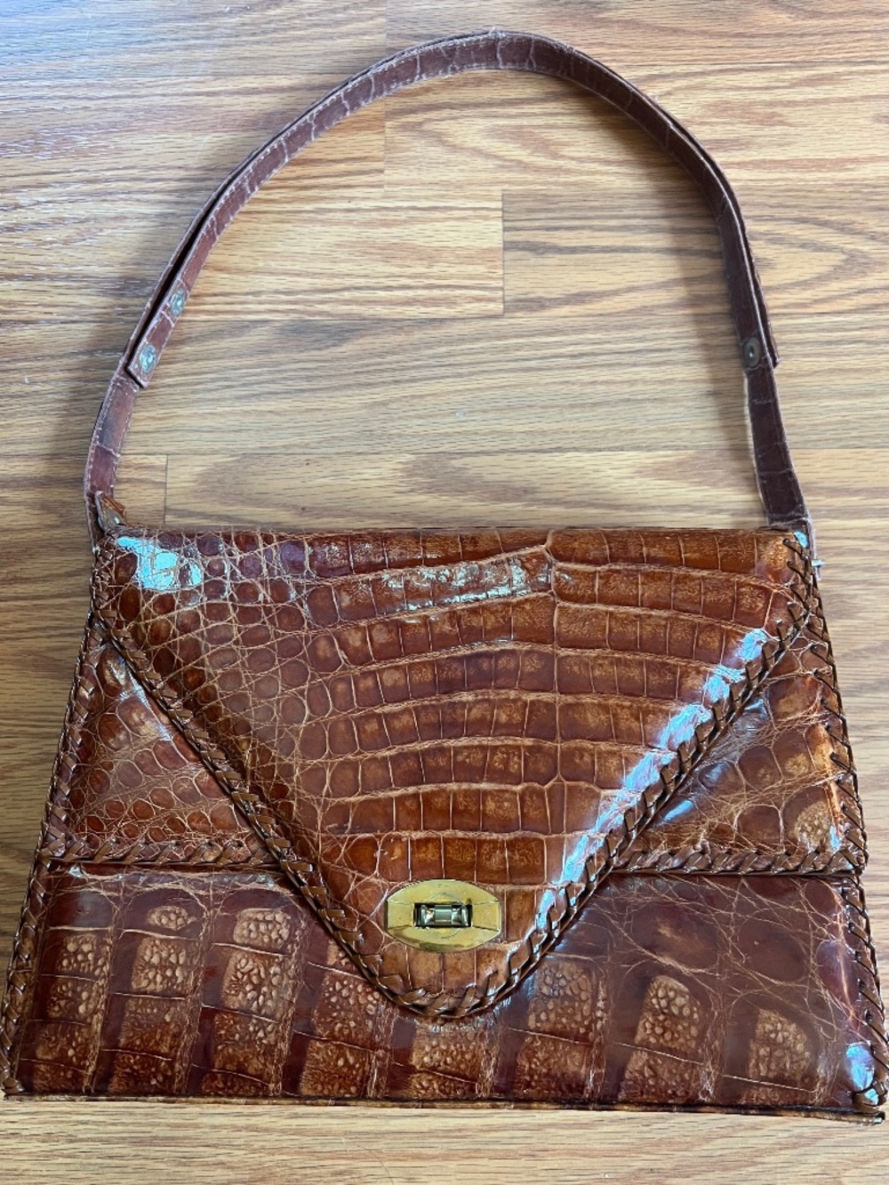 Alligator Crocodile Handbag Adjustable Shoulder Bag Vintage 40's-50's
